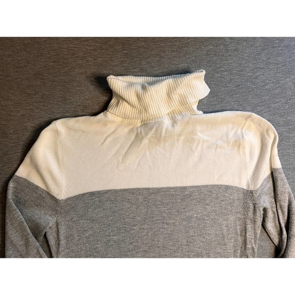 Ann Taylor Womens Sweater Size Small White and Gray Turtleneck long sleeve EUC - Picture 4 of 8